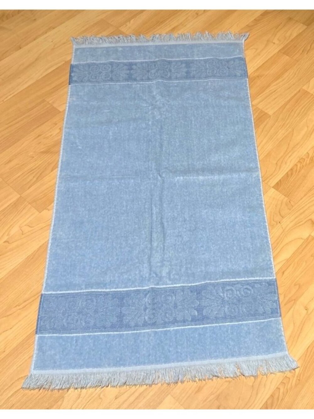Vintage Cannon Monticello Santa Cruz Lt. Blue Decorative Bath Towel Fringe Trim
